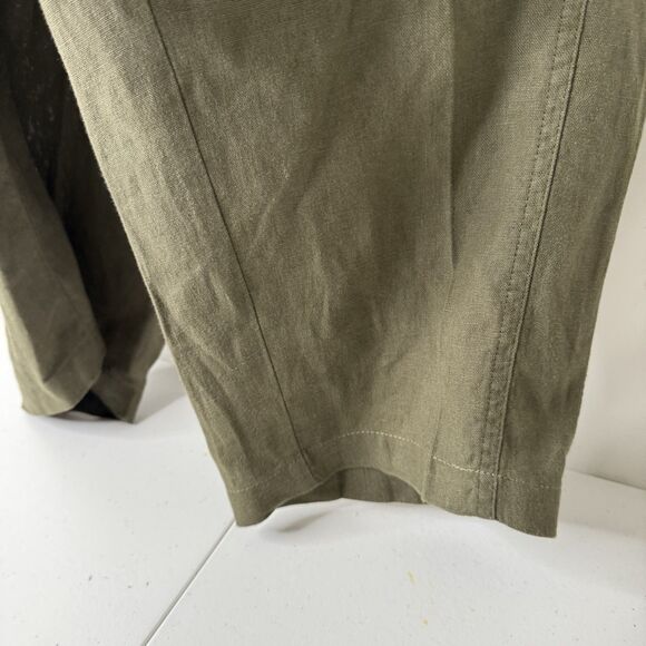J Jill Love Linen Ankle Pants Women 2X Drawstring Lagenlook Beach Olive Coastal - Picture 4 of 11